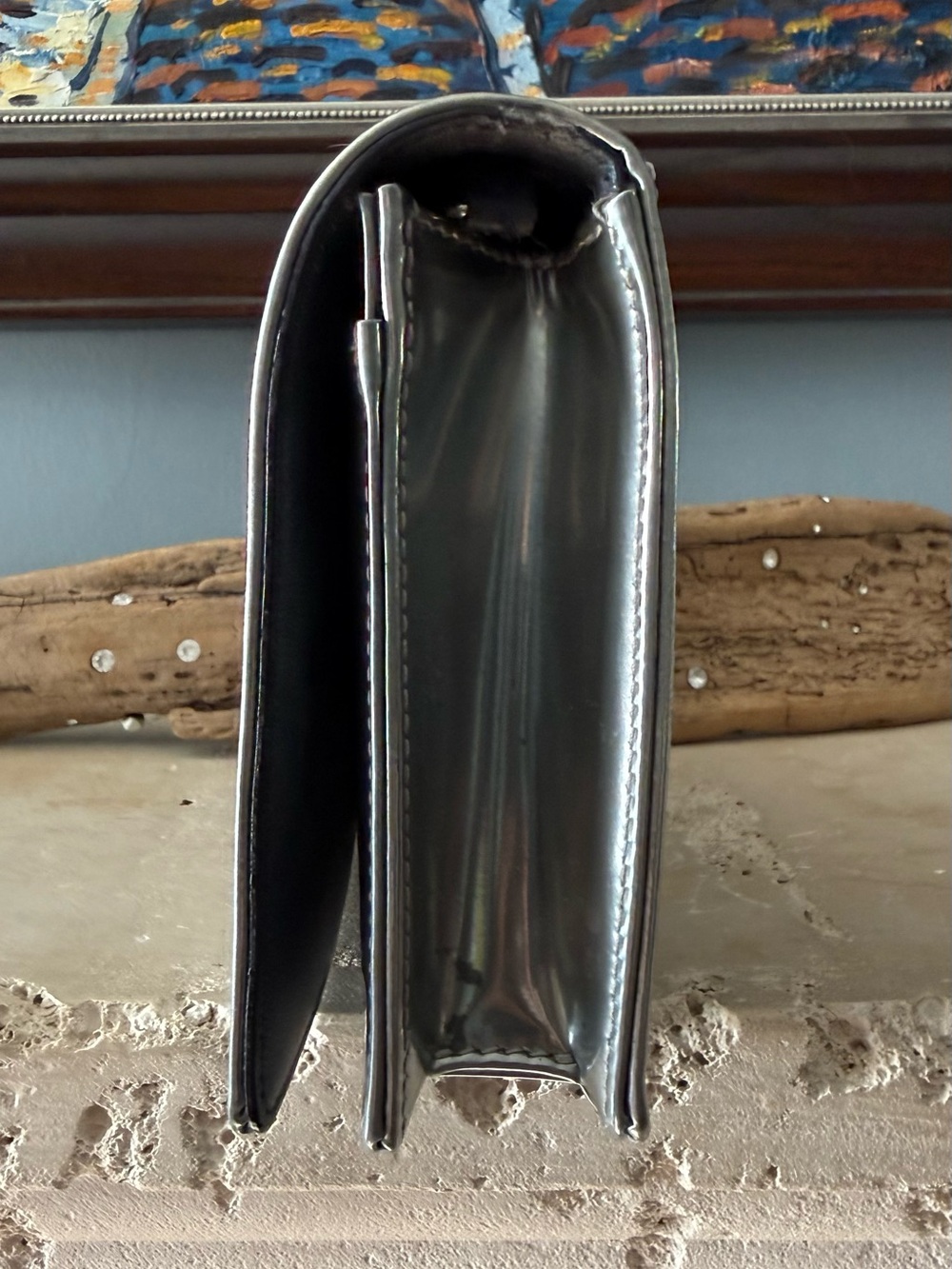 Silver Dior Diorama Micro Cannage Wallet on Chain - Picture 7 of 11